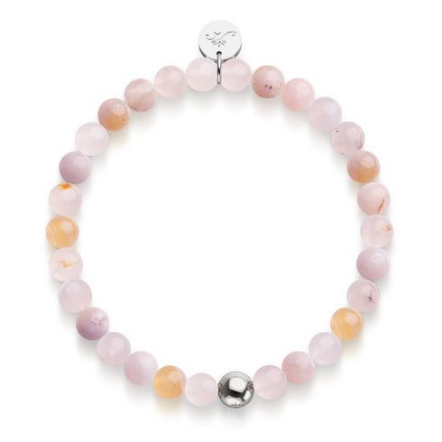 Quartz en fleur de cerisier | Argent | Bracelet de perles de pierres précieuses curatives